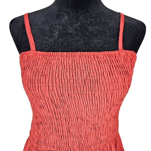 Womens Boho Smocked Sleeveless Tiered Maxi Dress Rust Size S Casual Summer - Picture 4 of 10